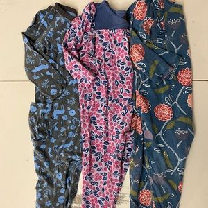 Tea Collection Set of Three, Long Sleeve Rompers, GUC 12-18M